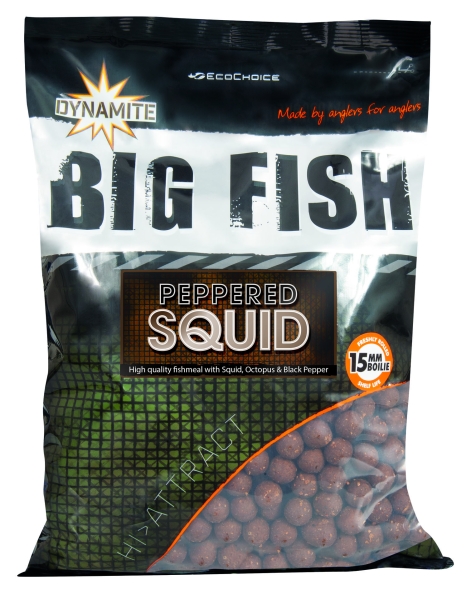 Big Fish 15mm Boilie Peppered Squid 1kg