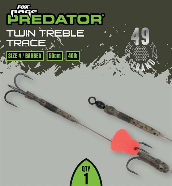 Twin Treble Trace 50cm #4 - 40lb